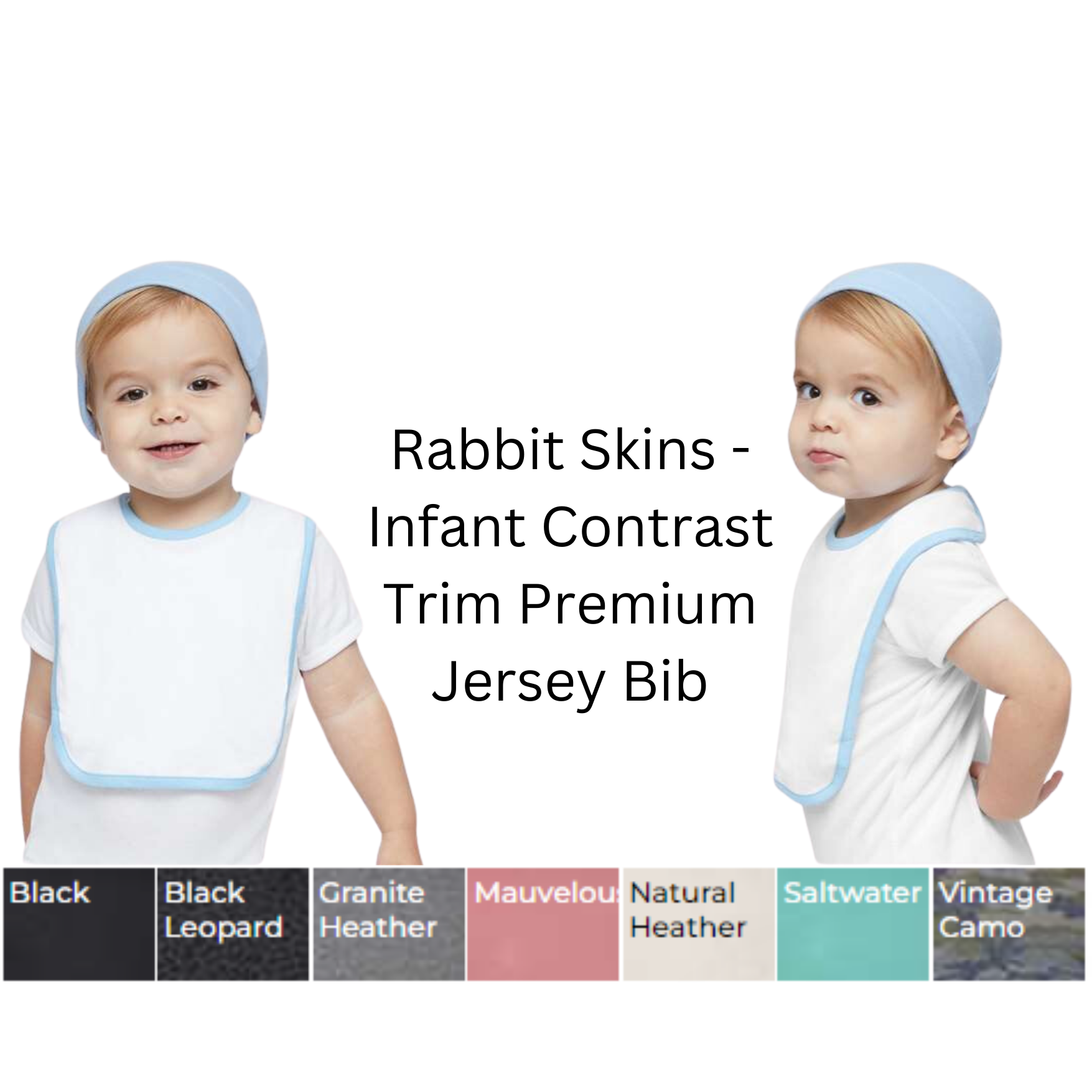 Infant Contrast Trim Premium Jersey Bib | We Print U Press DTF Transfers