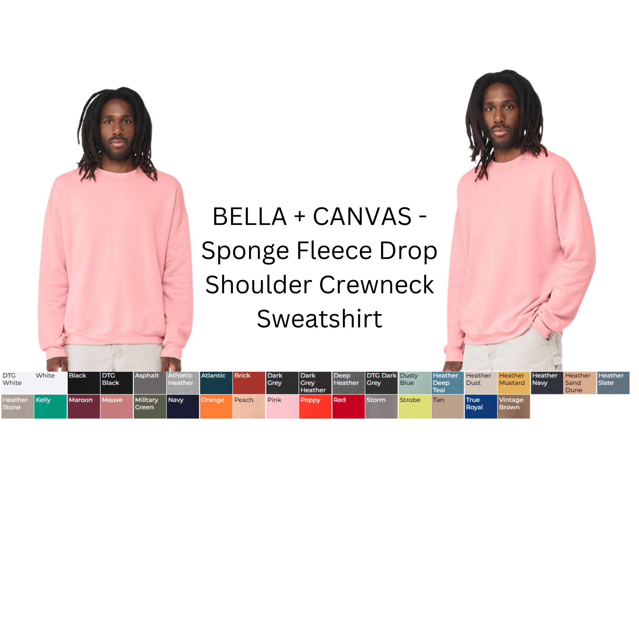 BELLA+ CANVAS Sponge Fleece Drop Shoulder Crewneck Sweatshirt - We Print U Press DTF Transfers