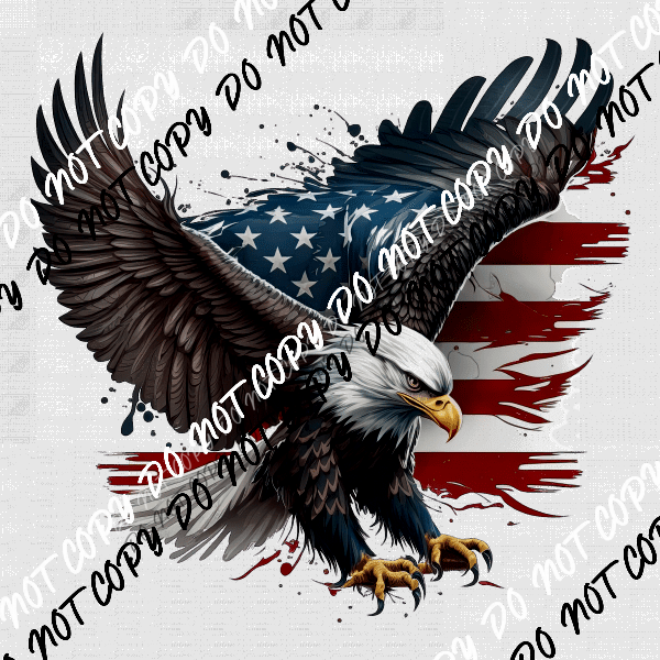 Eagle with American Flag Watercolor DTF Transfer - Wildlife & Animals DTF Transfers