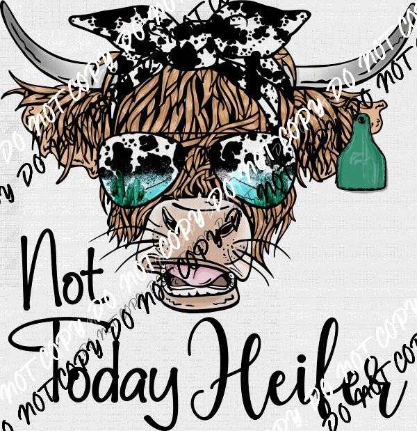Not Today Heifer Highland Cow DTF Transfer - Sarcastic & Funny DTF Transfers