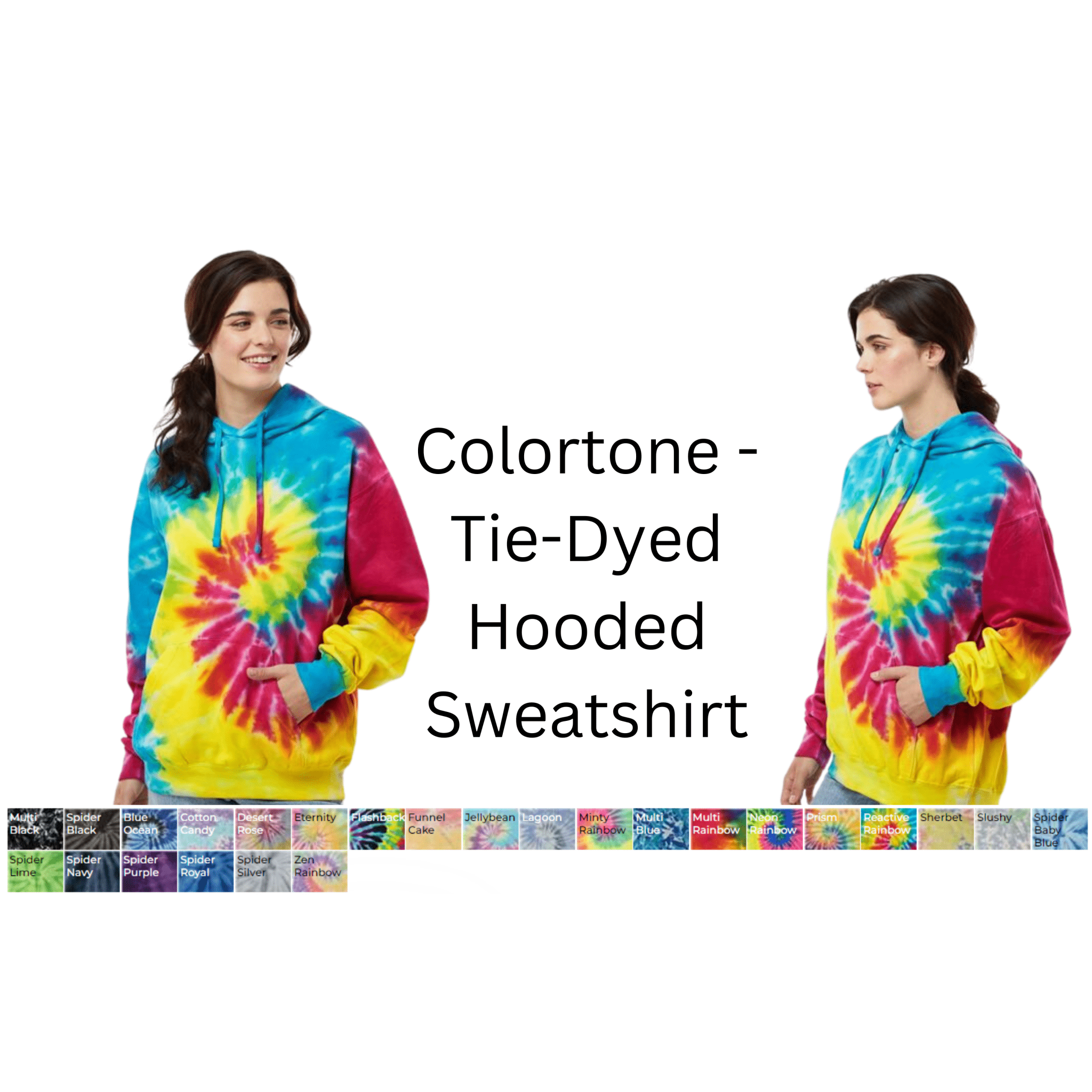 Tie-Dyed Hooded Sweatshirt (Many color options!) - We Print U Press DTF Transfers