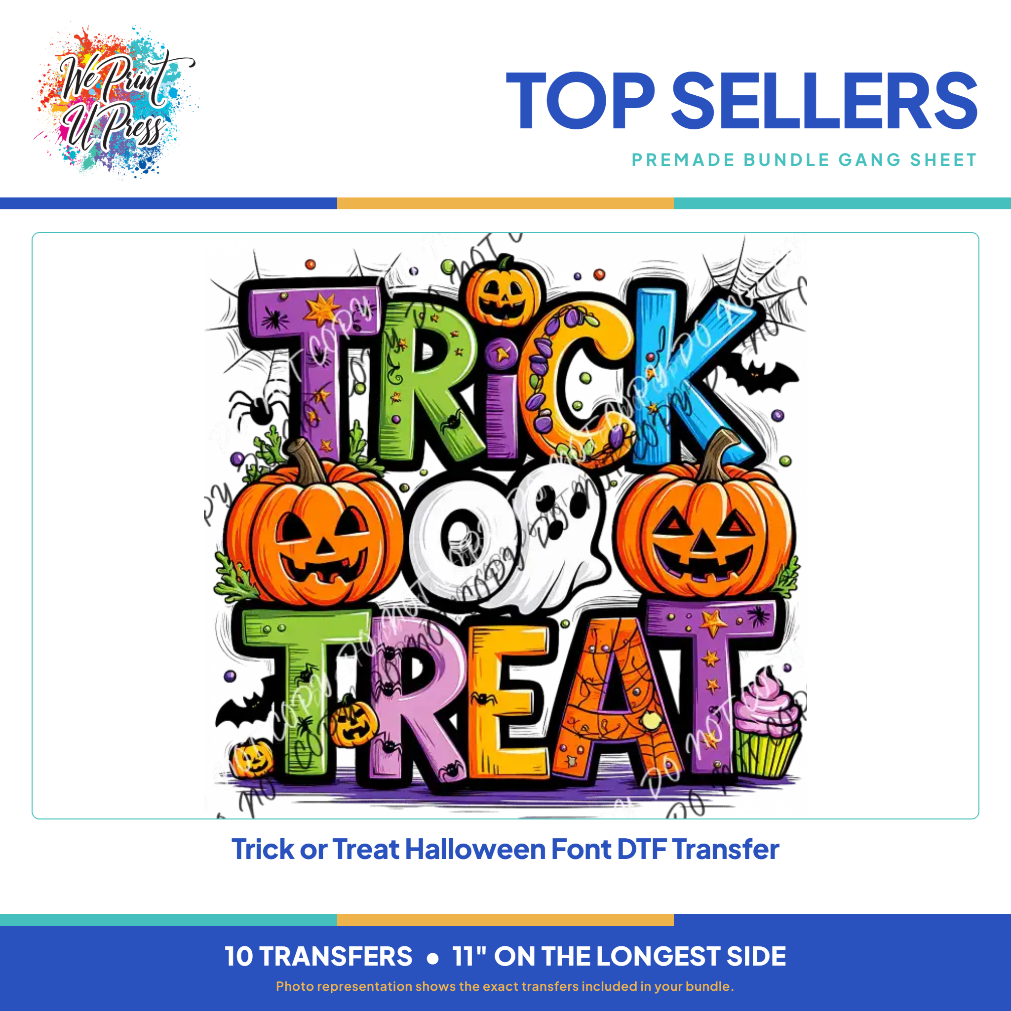 Trick or Treat Halloween Font DTF Transfer, included in the Pumpkins to Presents bundle
