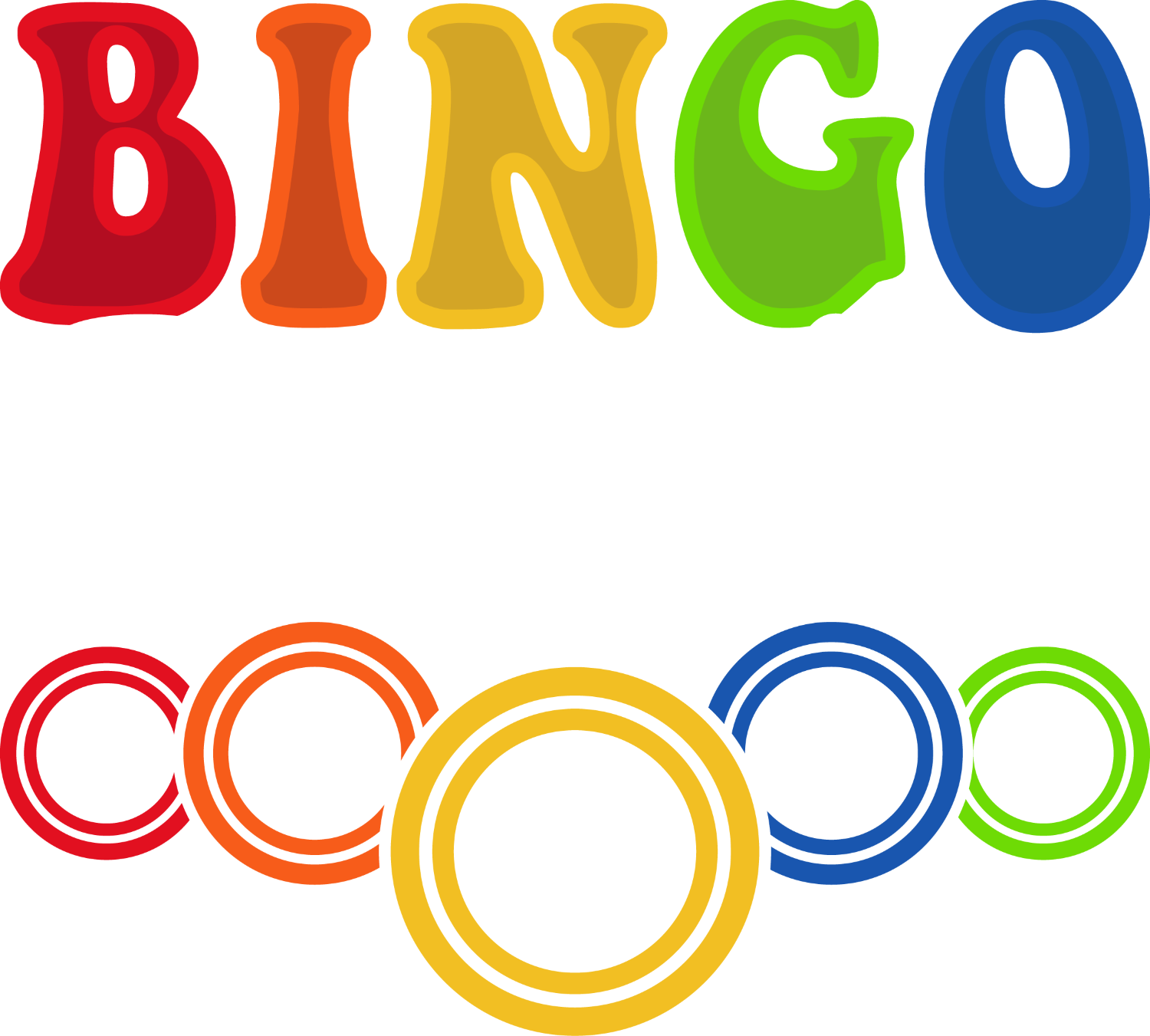 Colorful bingo buddies text with matching circle symbols below, ready to press dtf transfer design