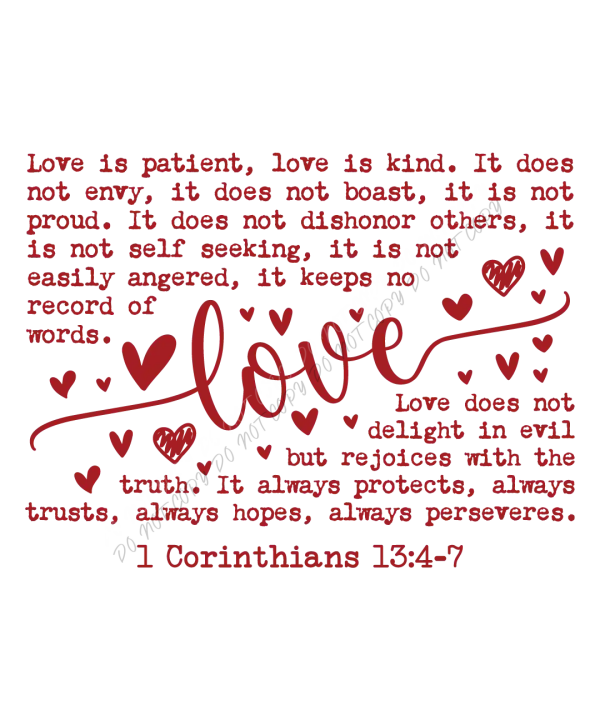 1 Corinthians 13:4-7 Love DTF Transfer - RTP DTF Transfer