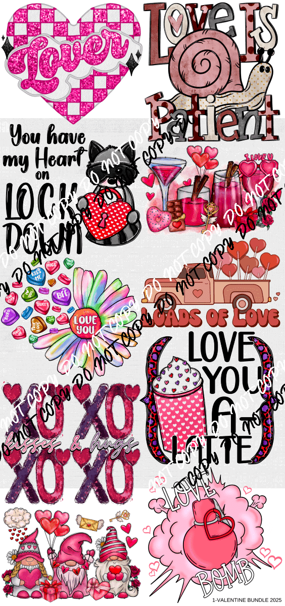 1 - Valentine Bundle 2025 Gang Sheet - We Print U Press DTF Transfers