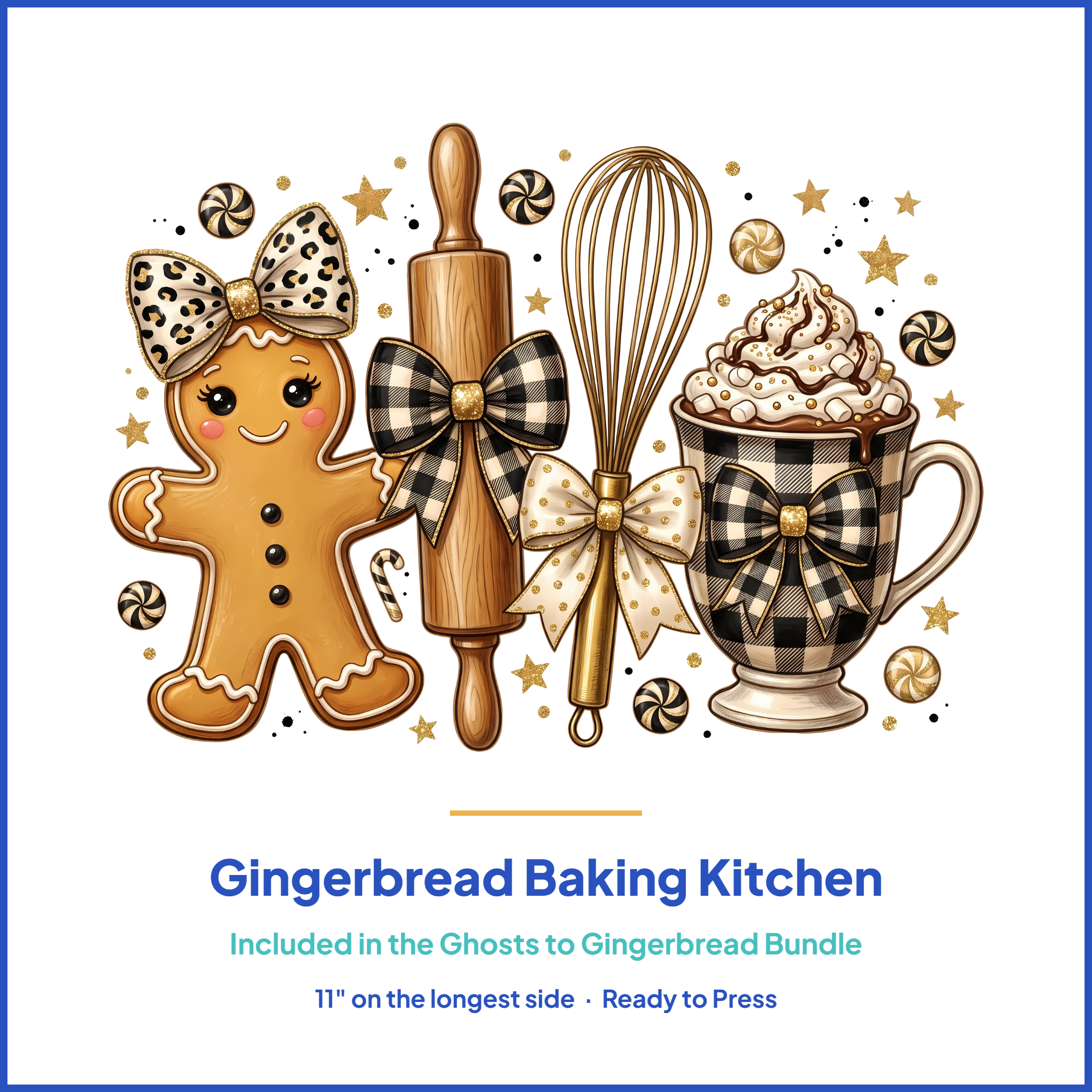 Gingerbread Baking Kitchen DTF Transfer, included in the Ghosts to Gingerbread bundle