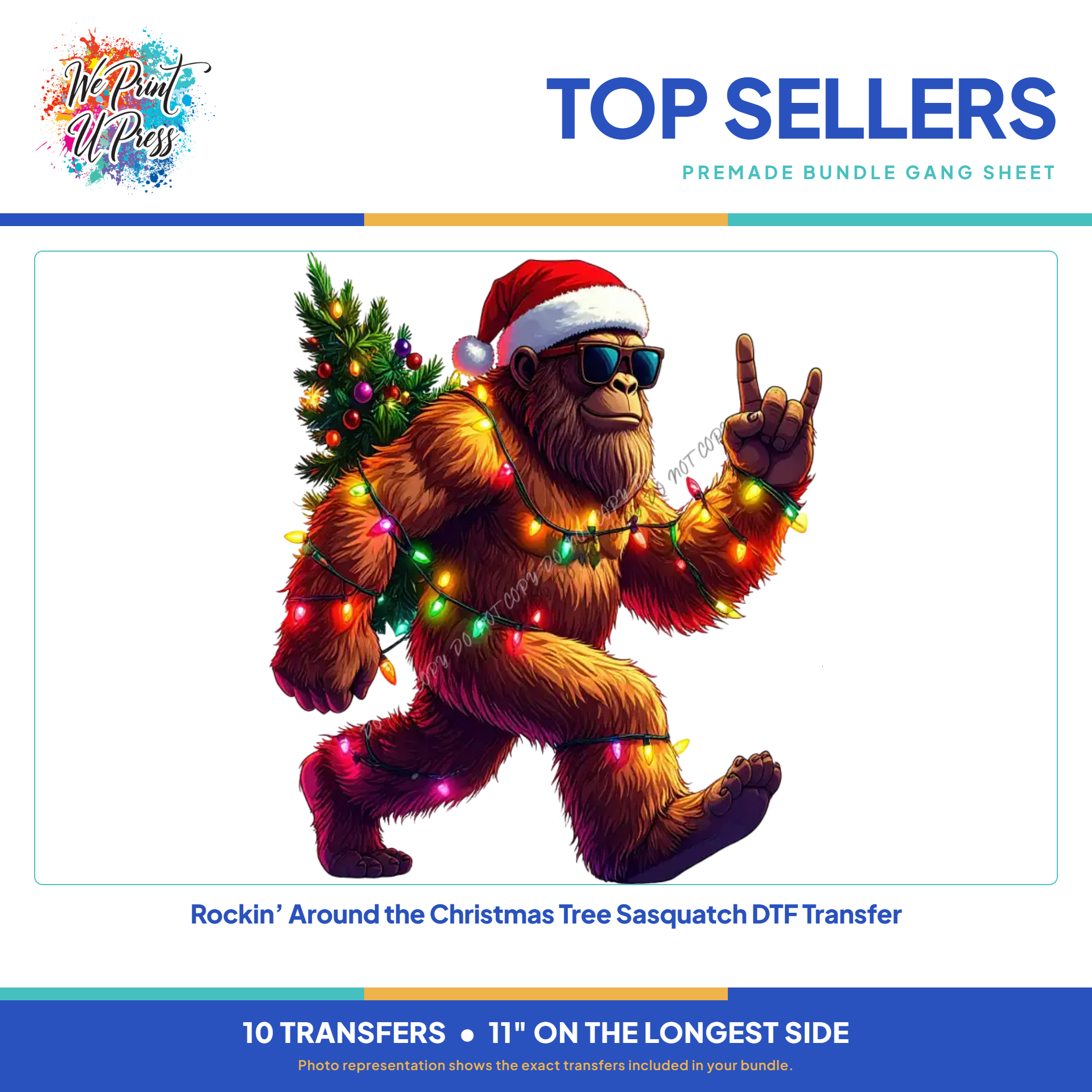 Rockin' Around the Christmas Tree Sasquatch DTF Transfer, included in the Pumpkins to Presents bundle