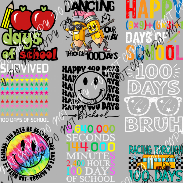 100 DAYS OF SCHOOL MINI UV TRANSFER BUNDLE DTF UV Transfer Bundle