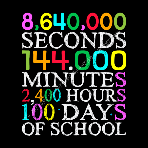 100 Days of School Rainbow Countdown DTF Transfer RTP DTF Transfers