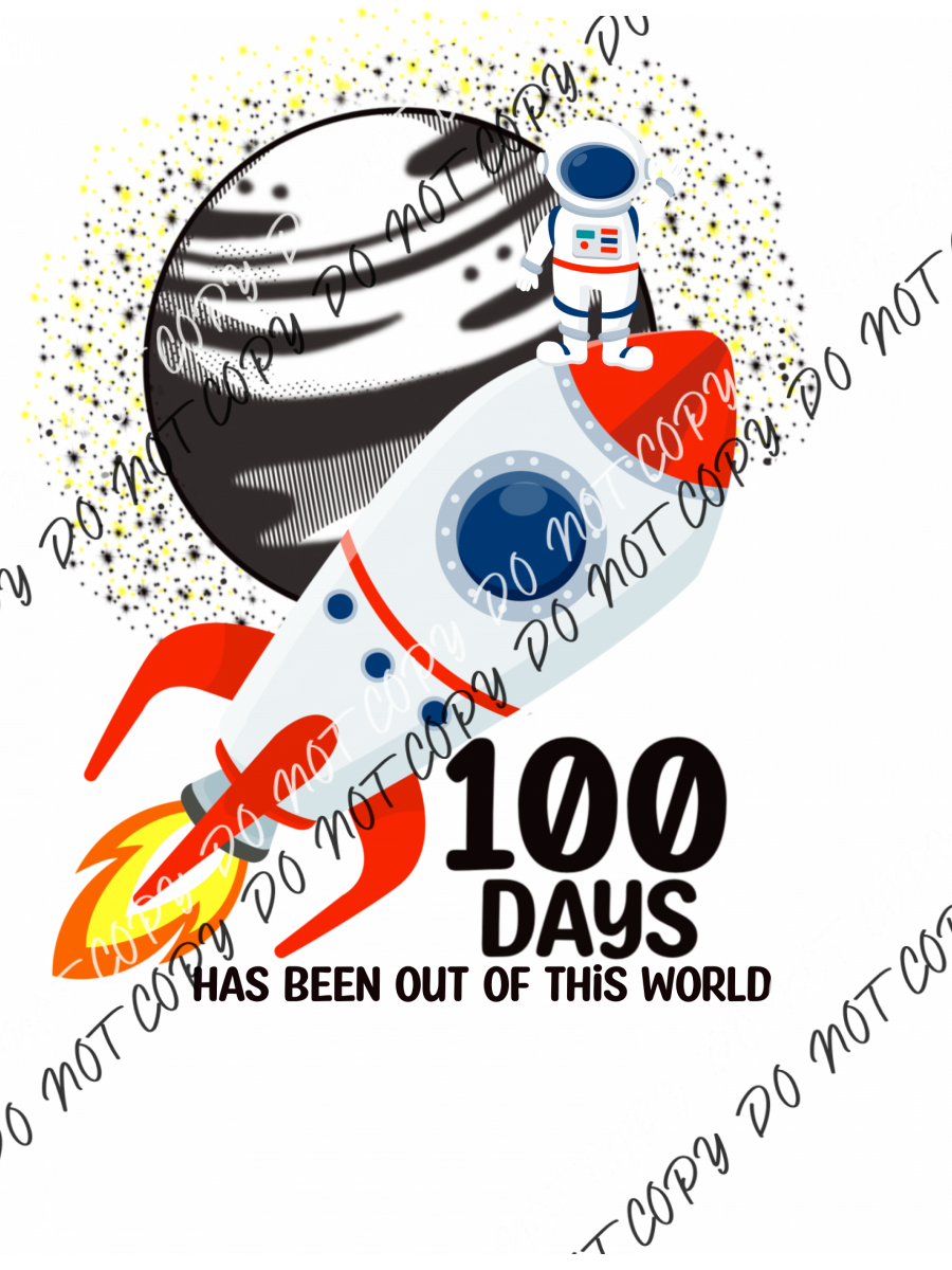 100 Days Of School Rocket Dtf Transfer