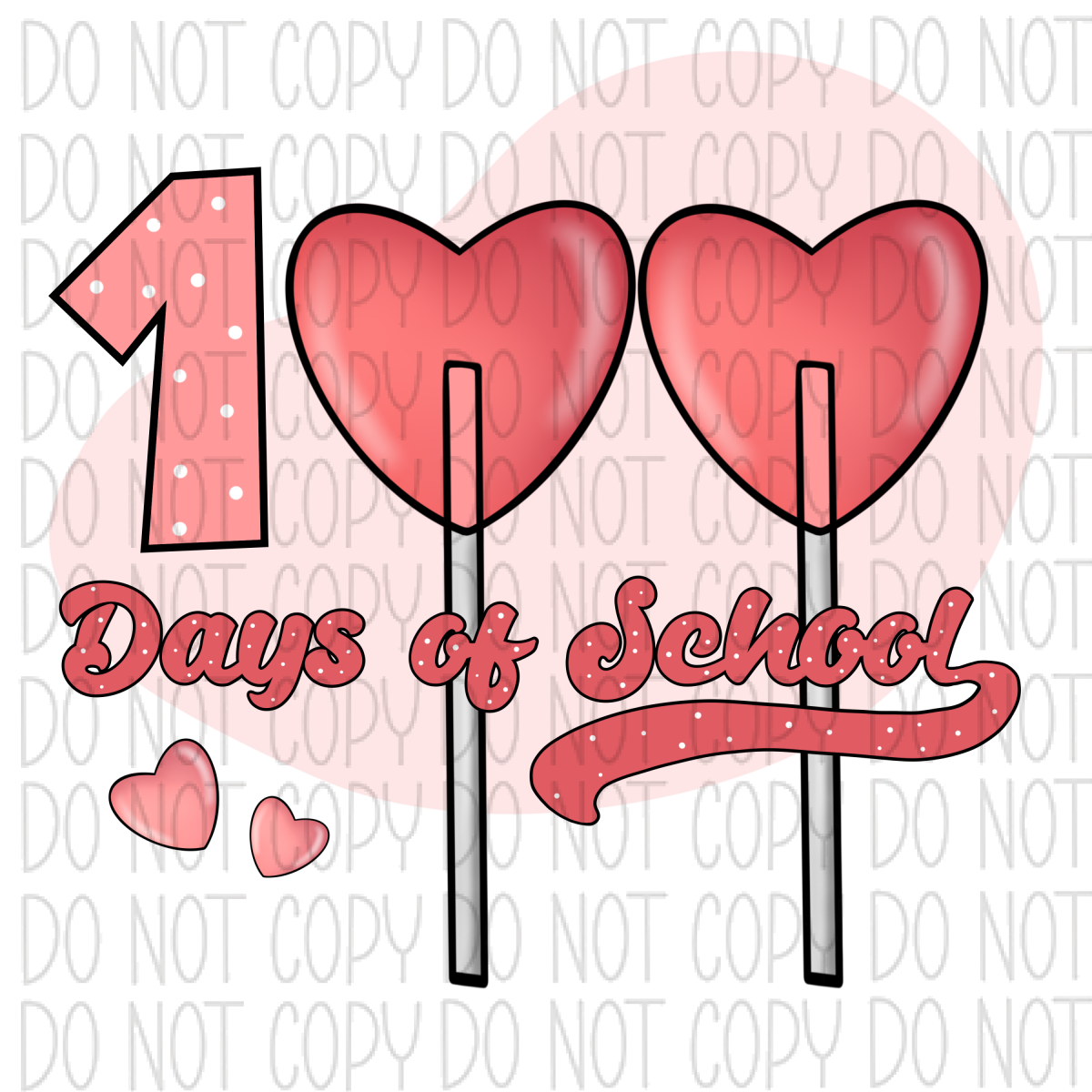 100 Days Pink Heart Lollipop Dtf Transfer