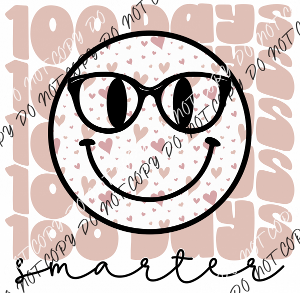 100 Days Smiley With Pink Hearts Dtf Transfer Rtp Transfers