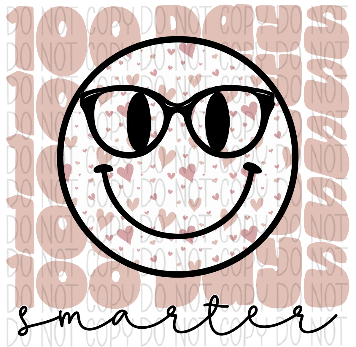 100 Days Smiley With Pink Hearts Dtf Transfer Rtp Transfers