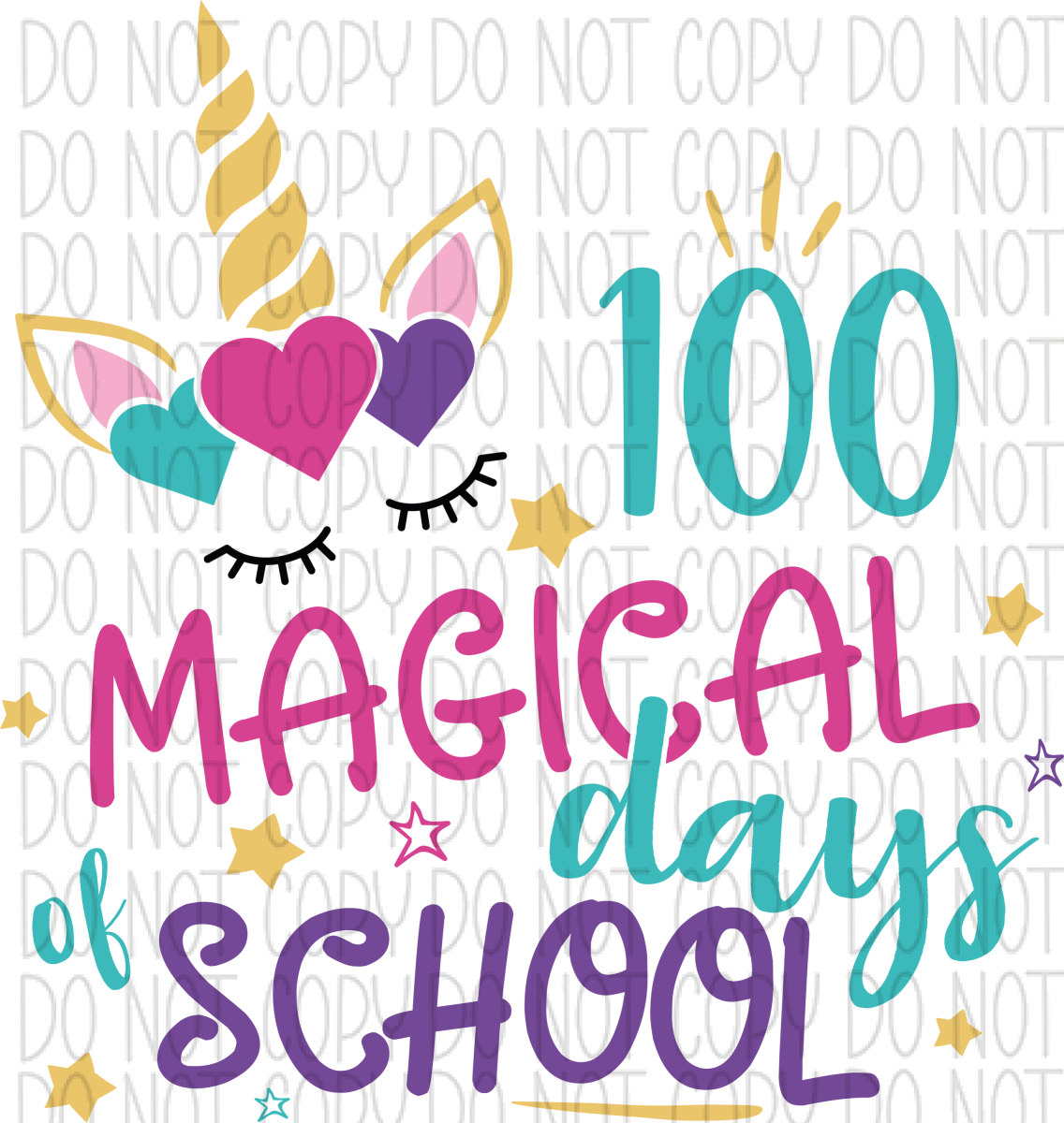 100 Magical Days Of School Unicorn Horn Dtf Transfer