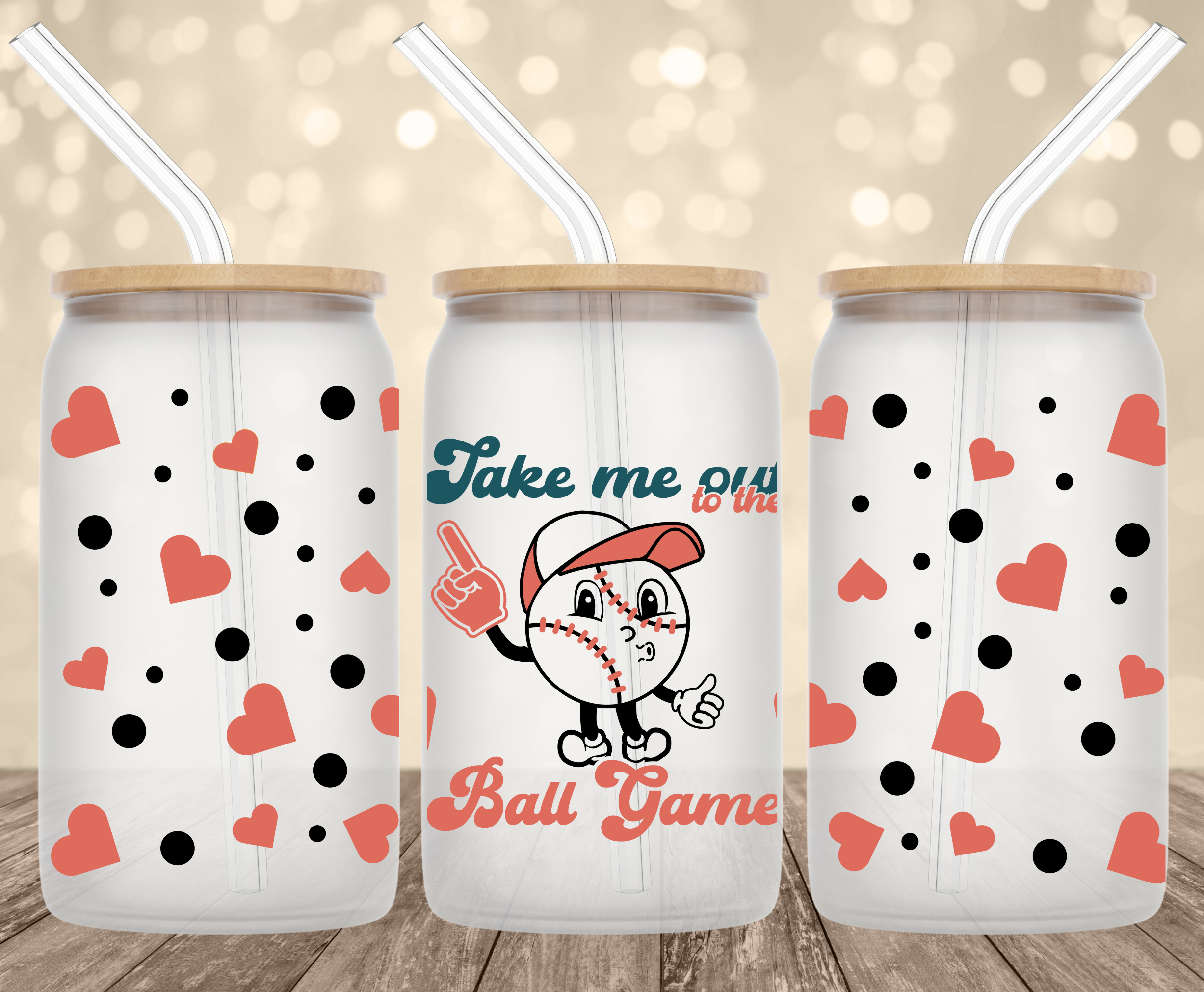 Take Me Out to the Ball Game UV Transfer for 16 oz Glass Can Tumblers