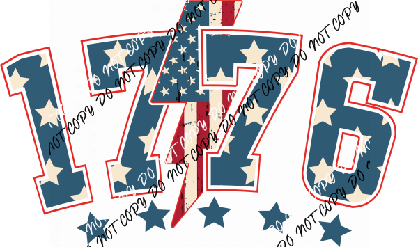 1776 Lightning Bolt Stars DTF Transfer - We Print U Press DTF Transfers