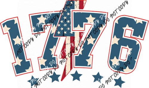 1776 Lightning Bolt Stars DTF Transfer - We Print U Press DTF Transfers
