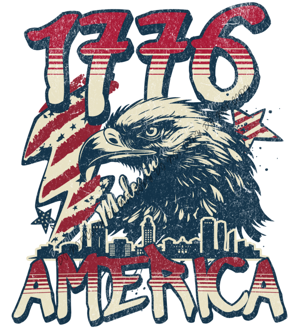 1776 Made in America Eagle Retro DTF Transfer RTP DTF Transfers