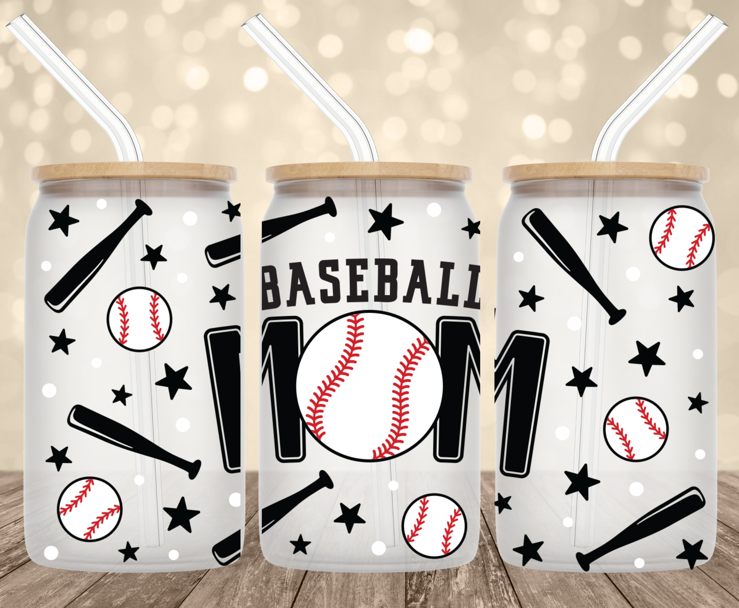 Sports Mom UV Transfer for 16 oz Glass Can Tumblers Sport: Baseball