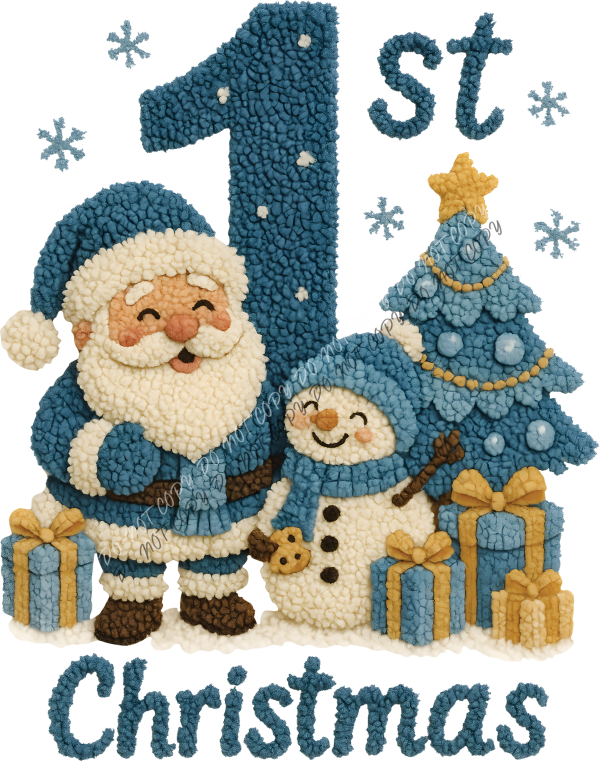 1st Christmas Faux Latch Hook DTF Transfer RTP DTF Transfers