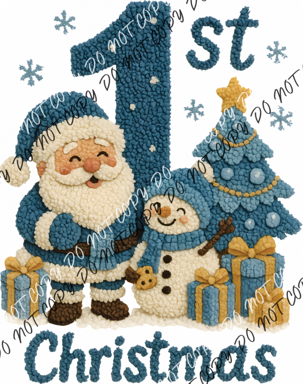 1st Christmas Faux Latch Hook DTF Transfer RTP DTF Transfers