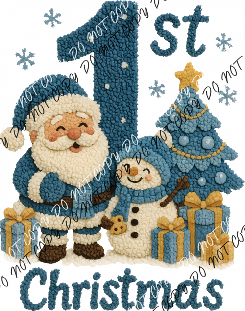 1st Christmas Faux Latch Hook DTF Transfer RTP DTF Transfers