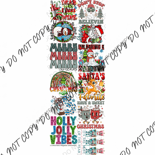 2 - Christmas Premade Bundle Gang Sheet - We Print U Press DTF Transfers