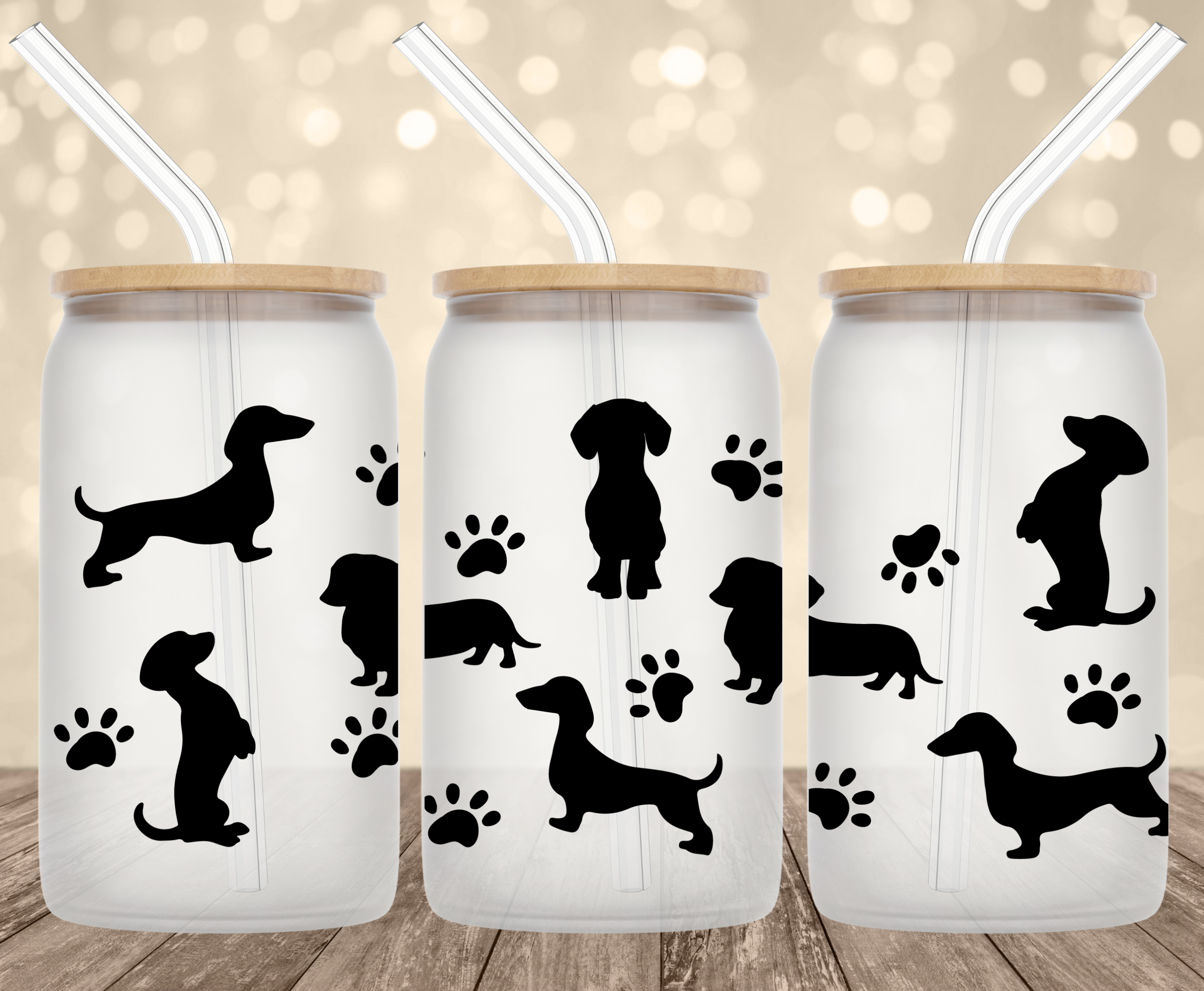 Dachshund UV Transfer for 16 oz Glass Can Tumblers