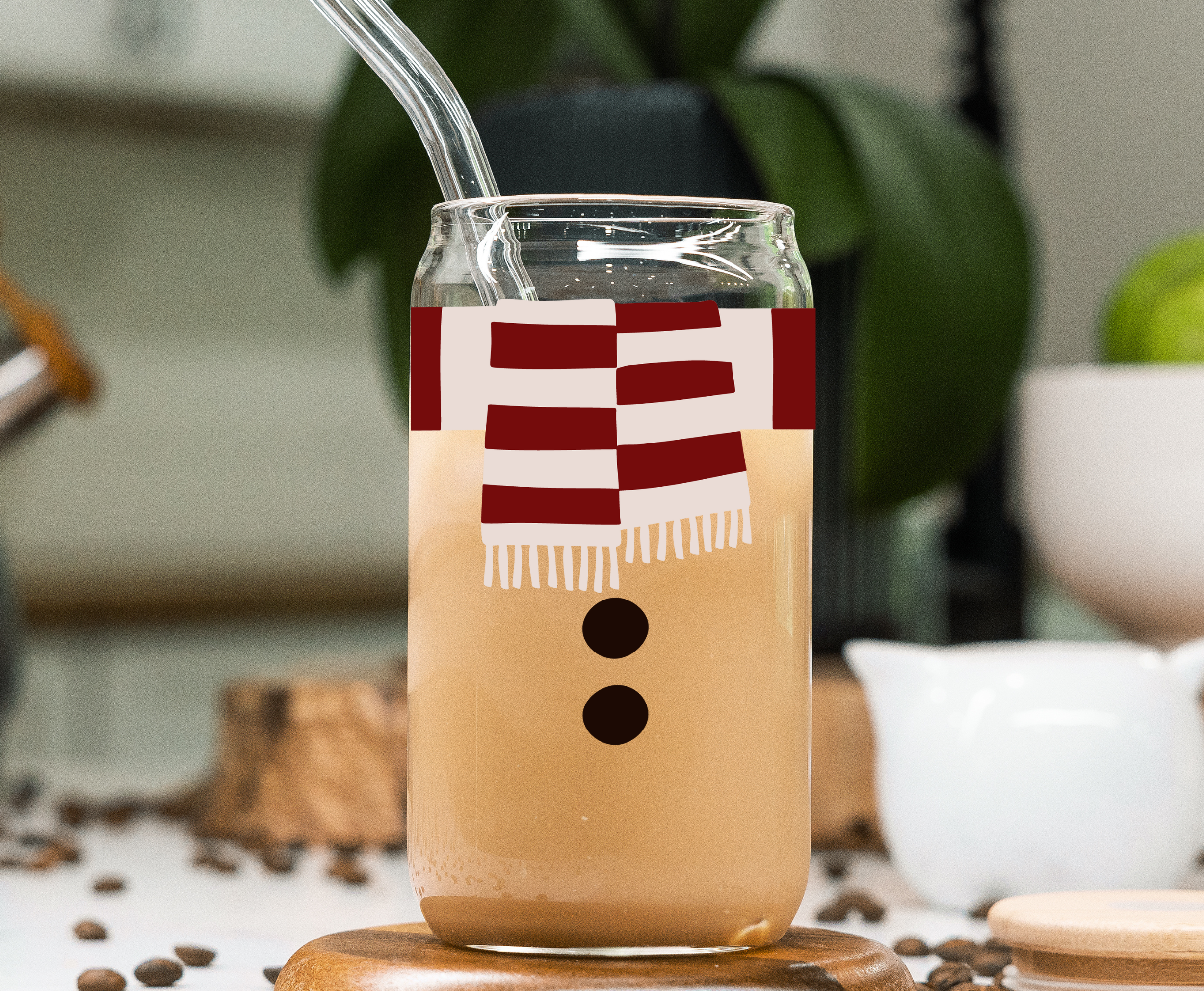 Snowman UV Transfer for 16 oz Glass Can