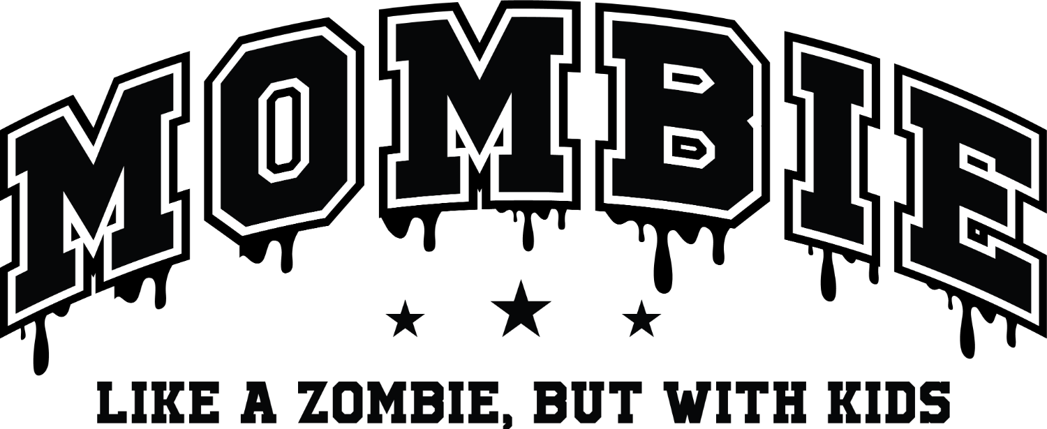 Black bold graffiti-style Mombie text with dripping effect and stars, ready to press dtf transfer design