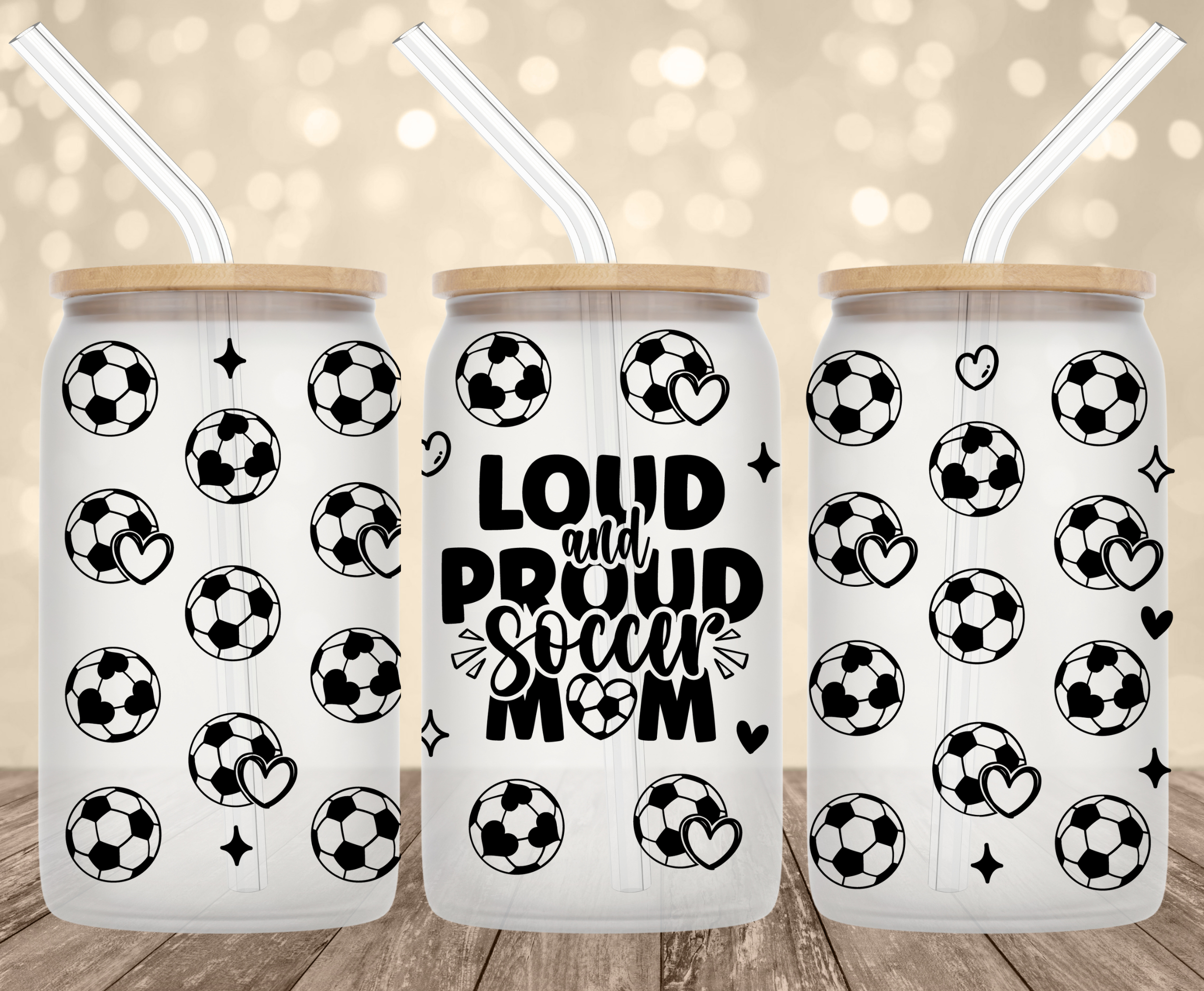 Loud and Proud Soccer Mom UV Transfer for 16 oz Glass Can Tumblers