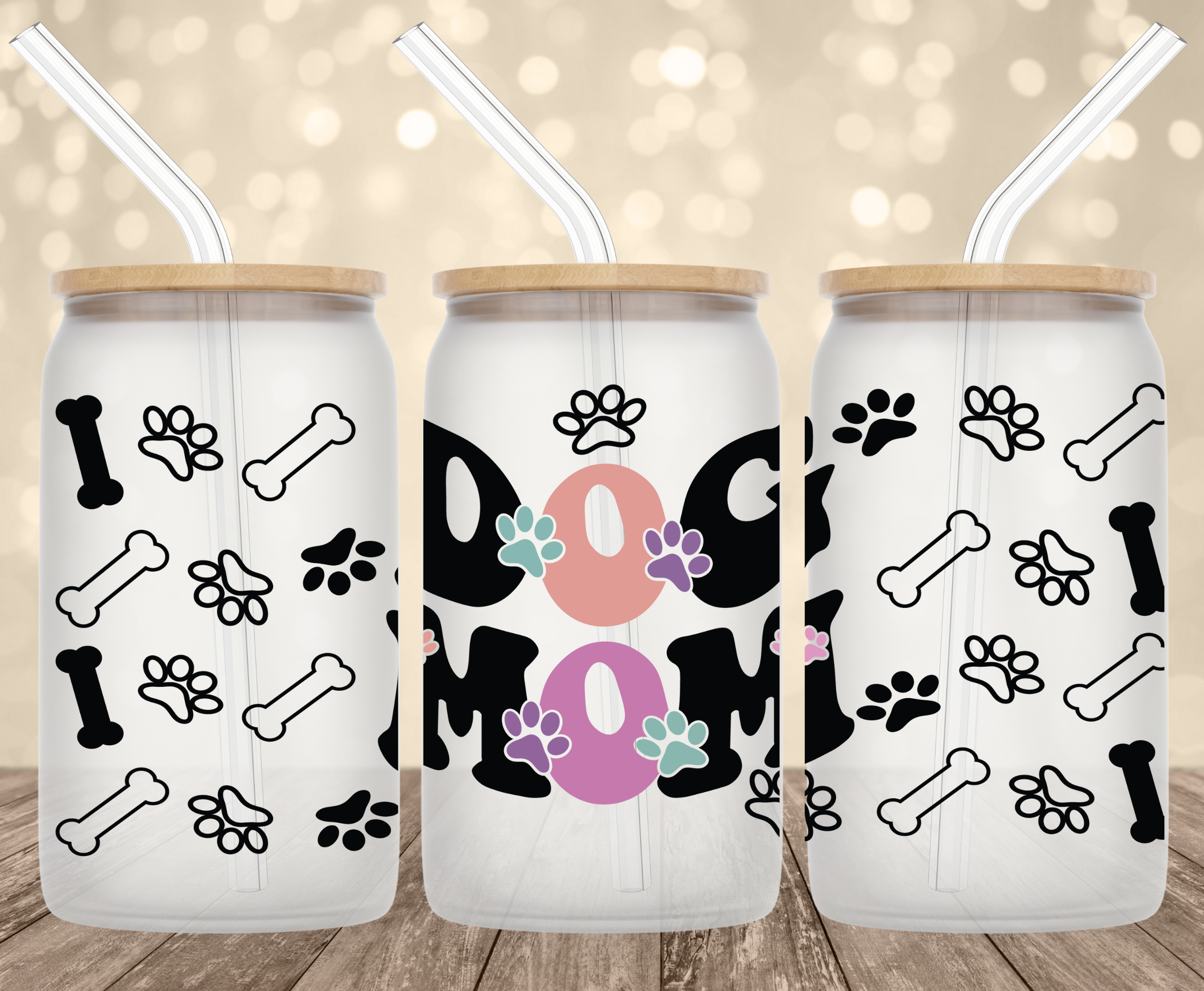 Dog Mom UV Transfer for 16 oz Glass Can Tumblers