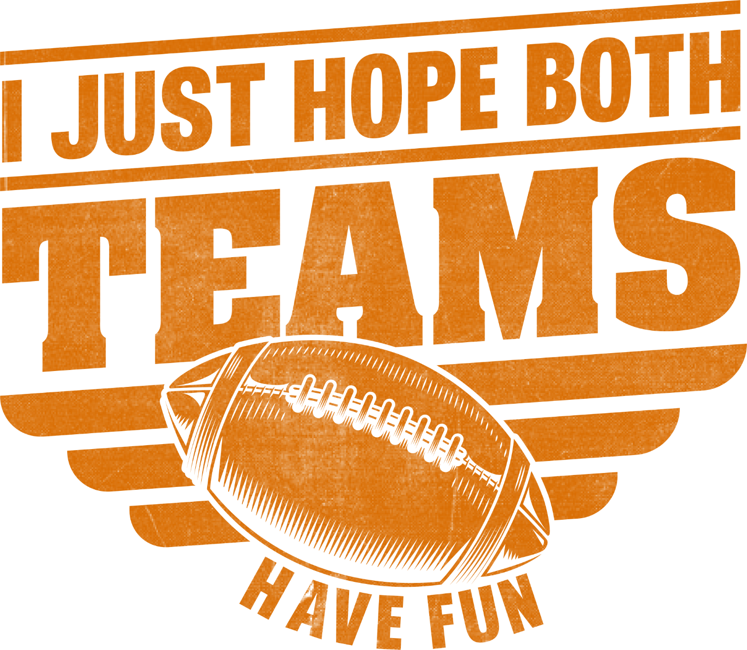 Orange and white football DTF transfer with wings and funny text - ready to press dtf transfer