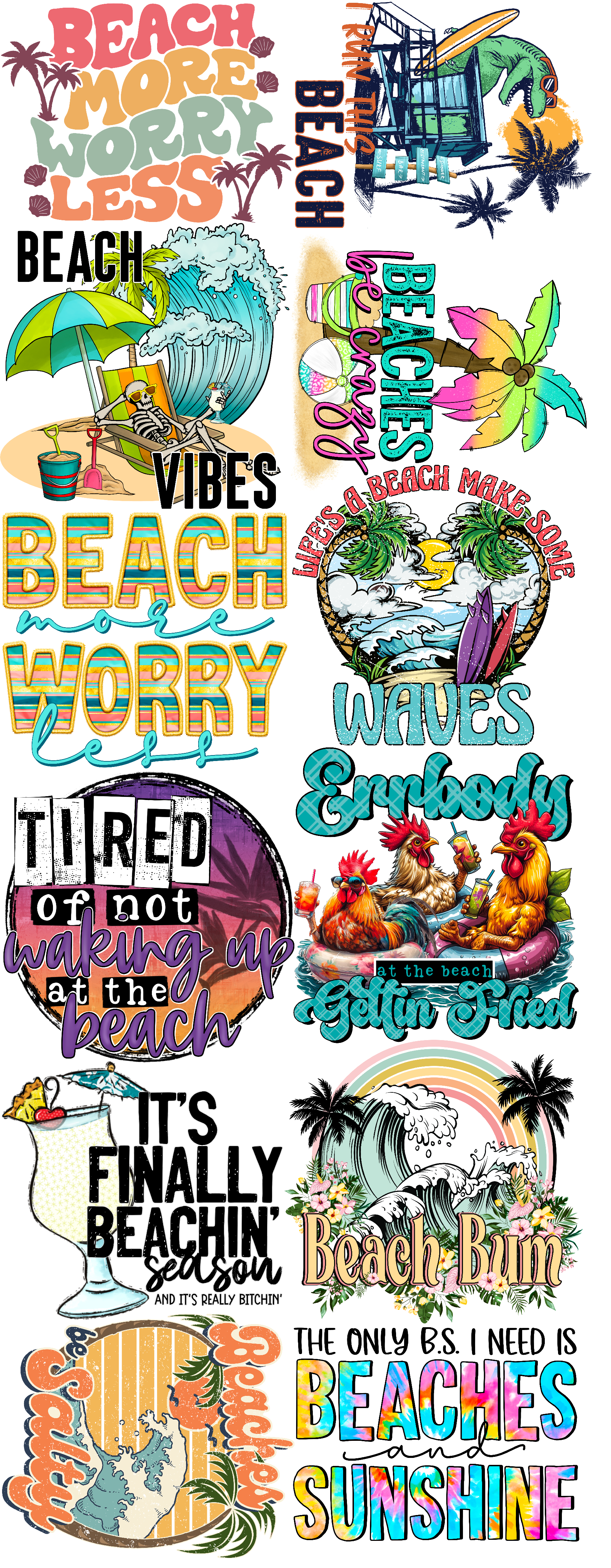 Beach Premade Bundle 60’ Gang Sheet Dtf Transfers