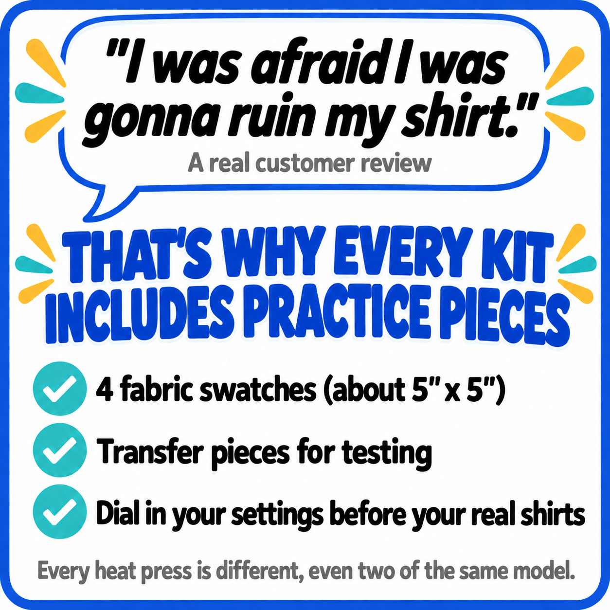 Maker Kit: 15 DTF Transfers + 4 Tees for Heat Press