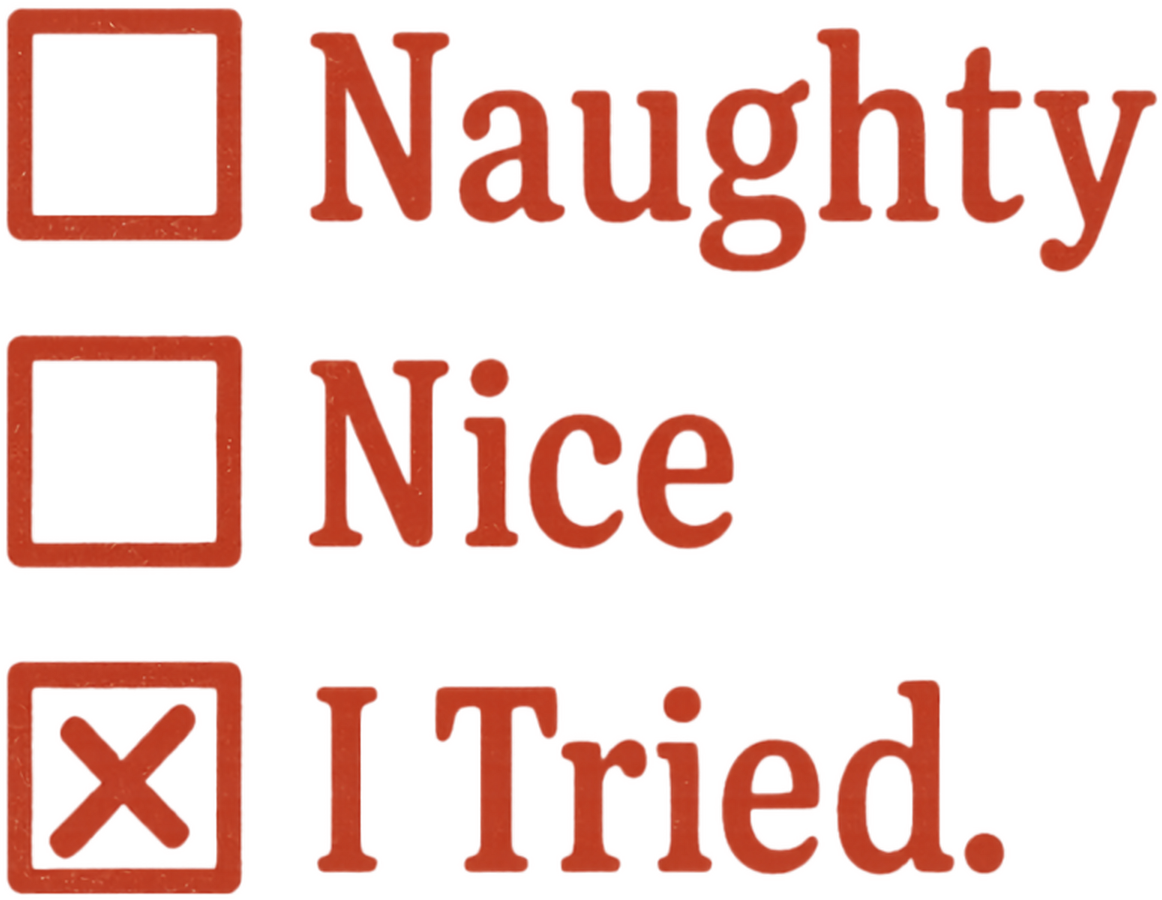 Red naughty or nice checkbox Christmas DTF transfer design ready to press