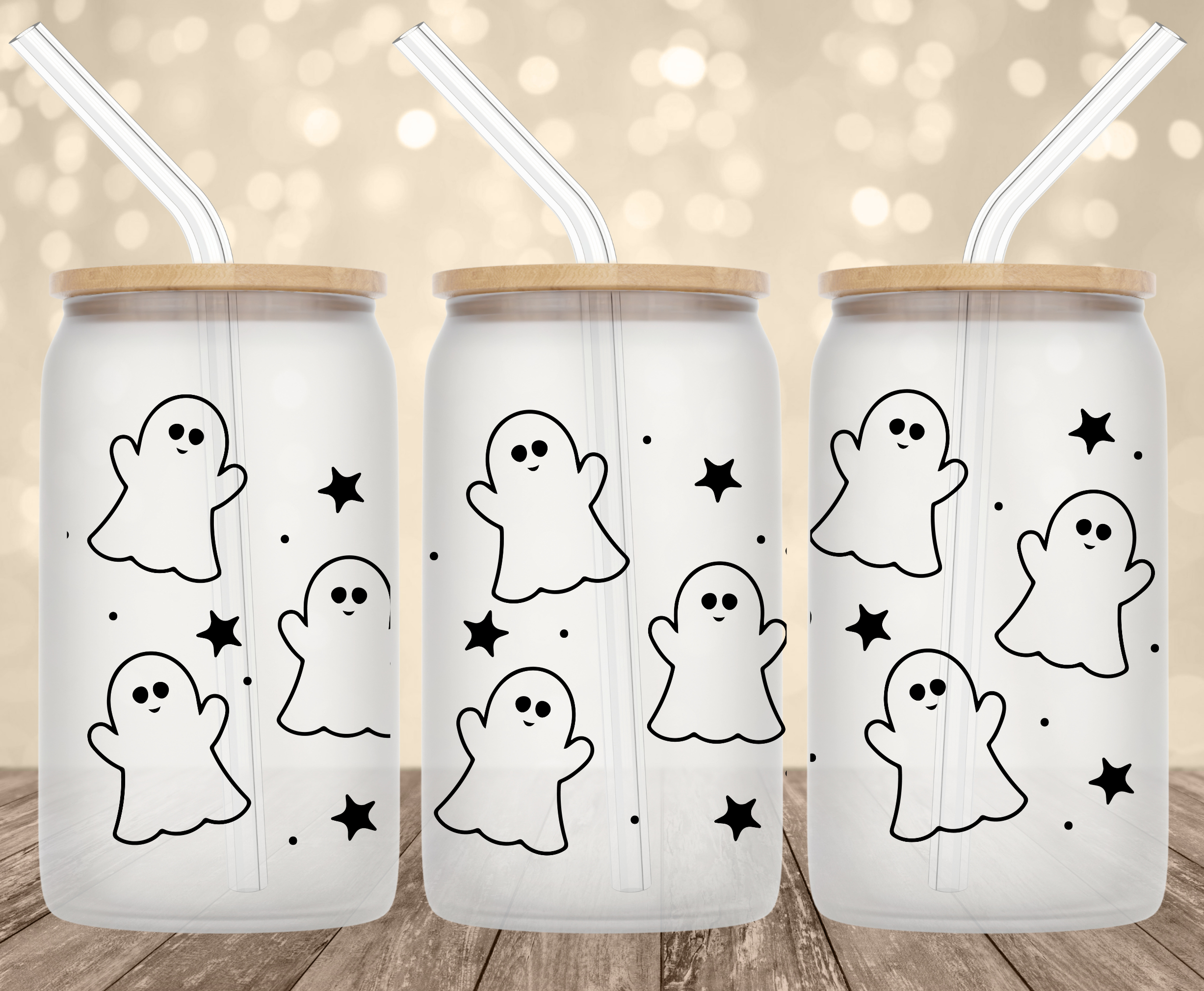 Cute Ghost 16 Oz Glass Can