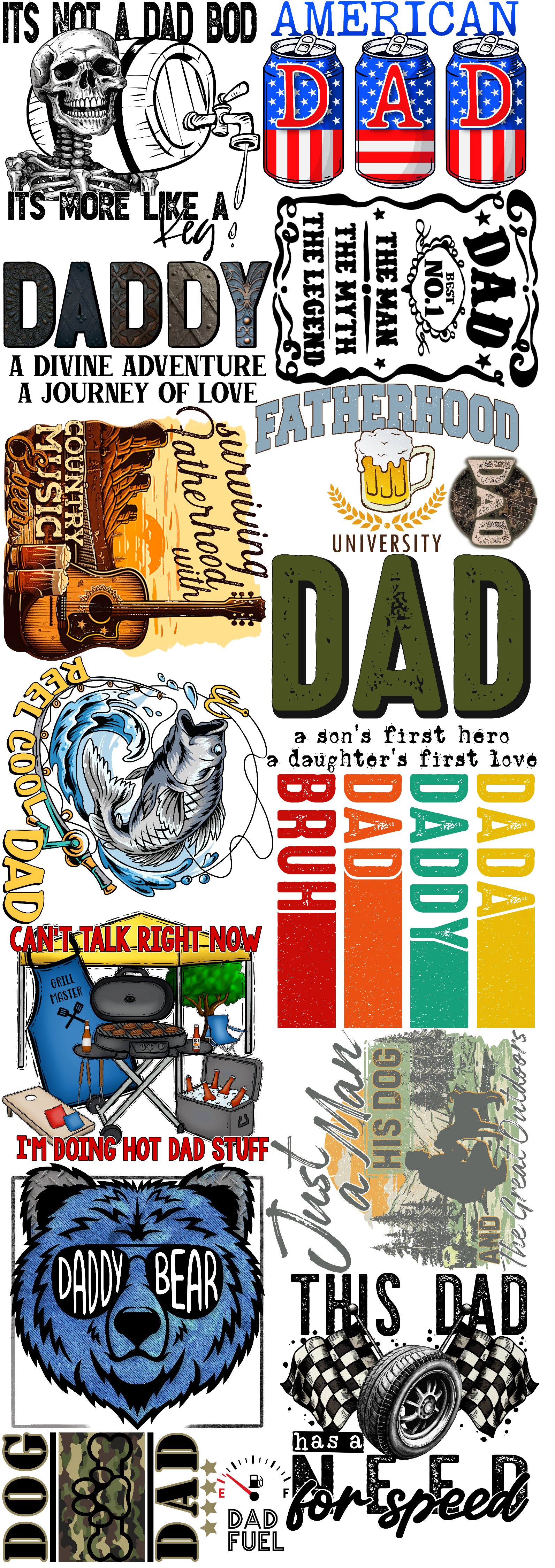 Dad Premade Bundle 60’ Gang Sheet Dtf Transfers