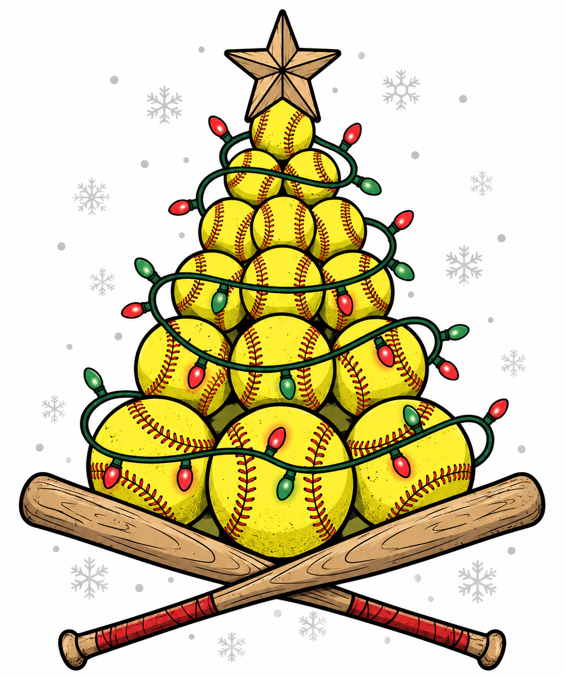 Softball Christmas Tree DTF Transfer