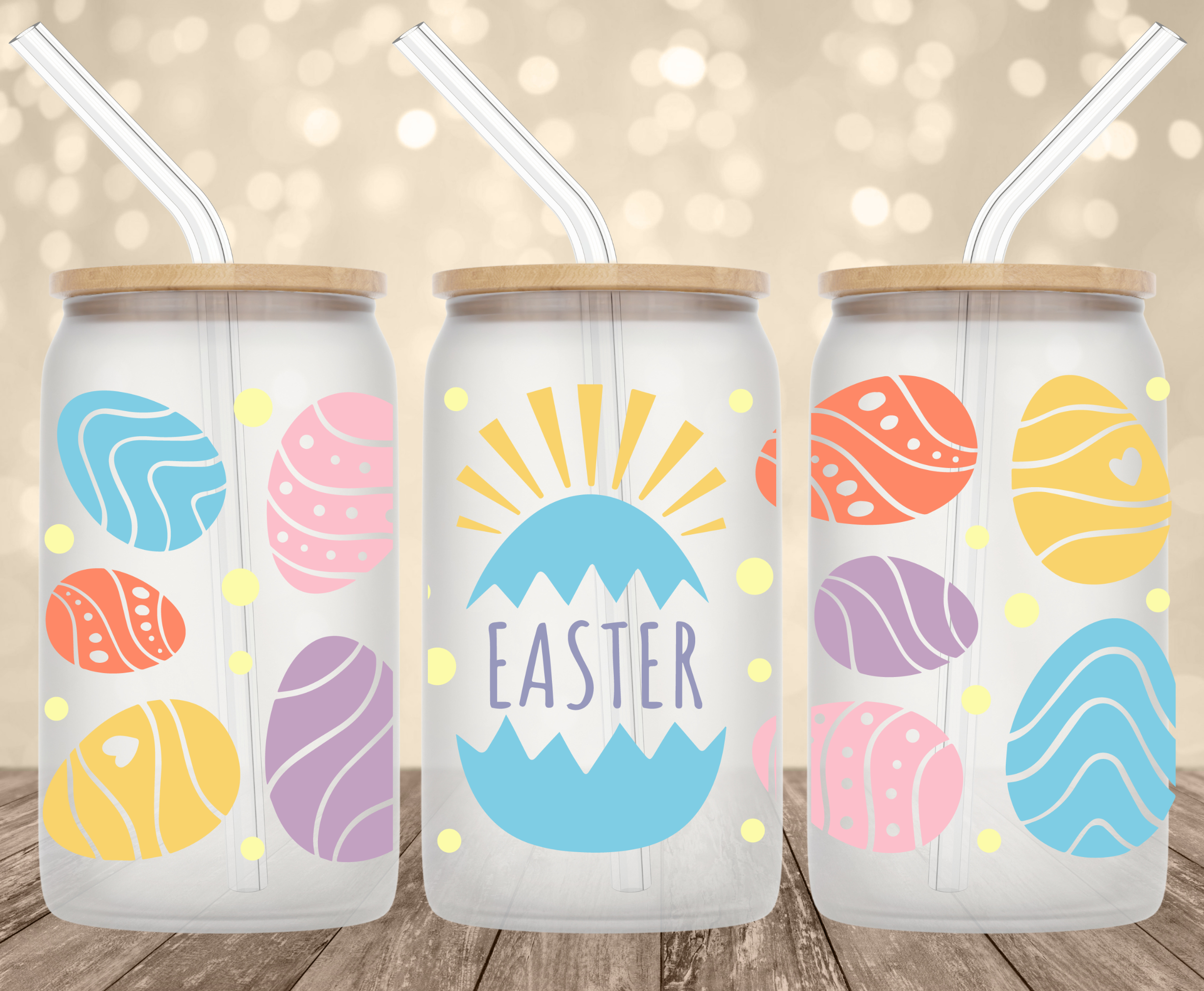 Easter Eggs UV Transfer for 16 oz Glass Can Tumblers