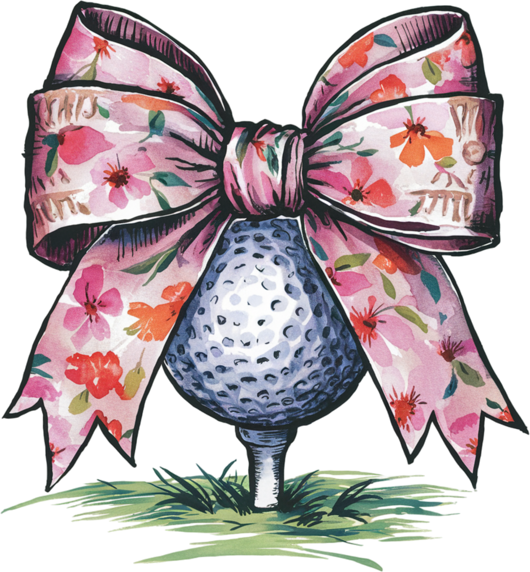 floral bow golf ball dtf transfer