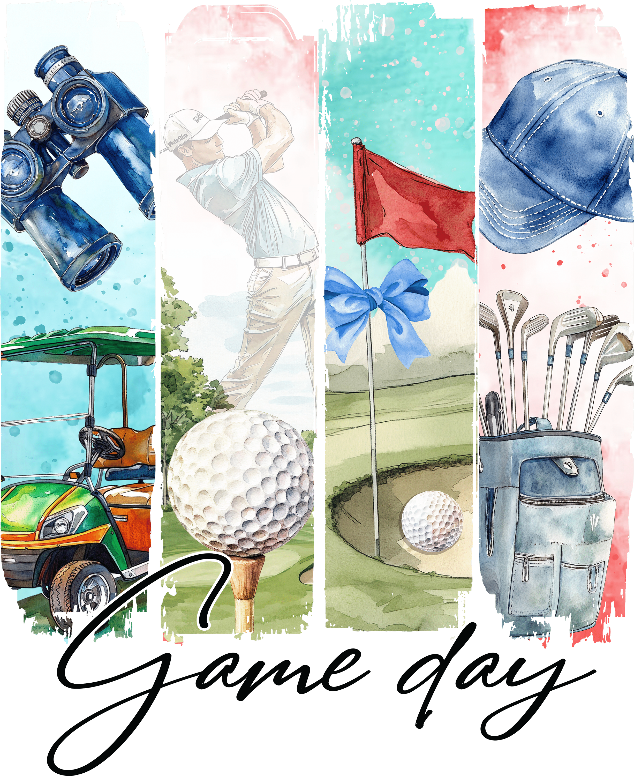 game day golf collage dtf transfer