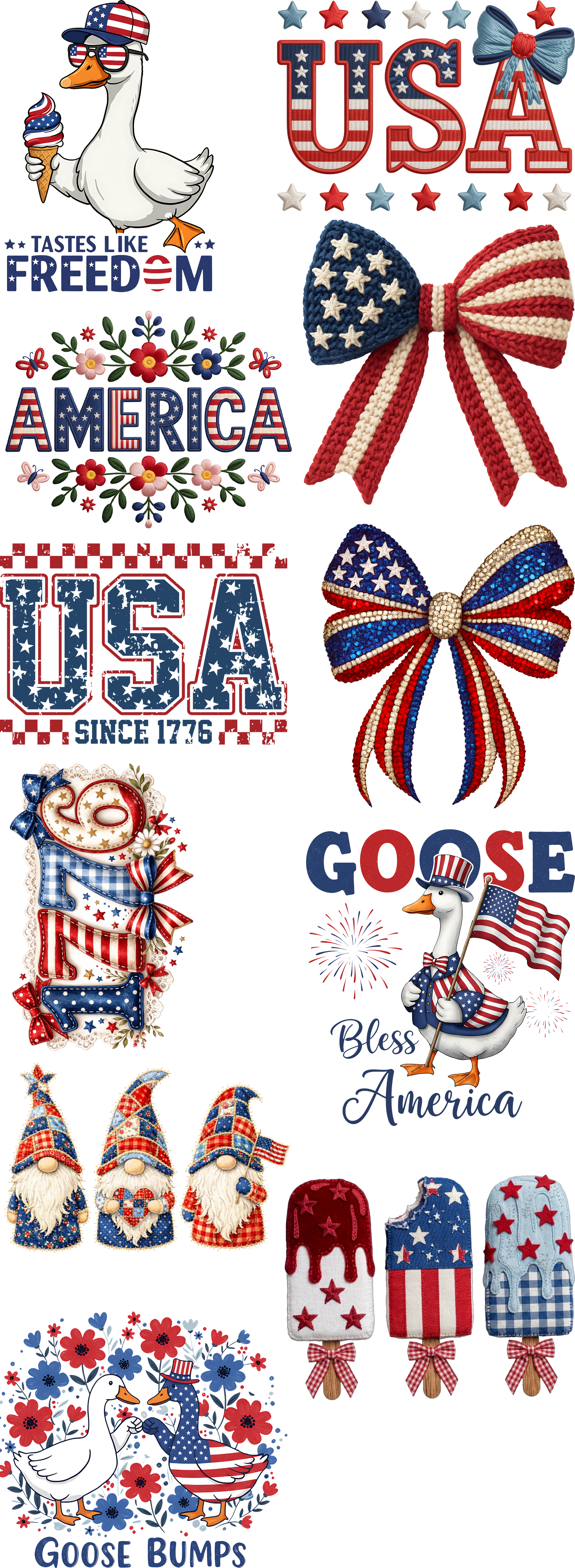 Girly Patriotic Goose Premade Gang Sheet Bundle