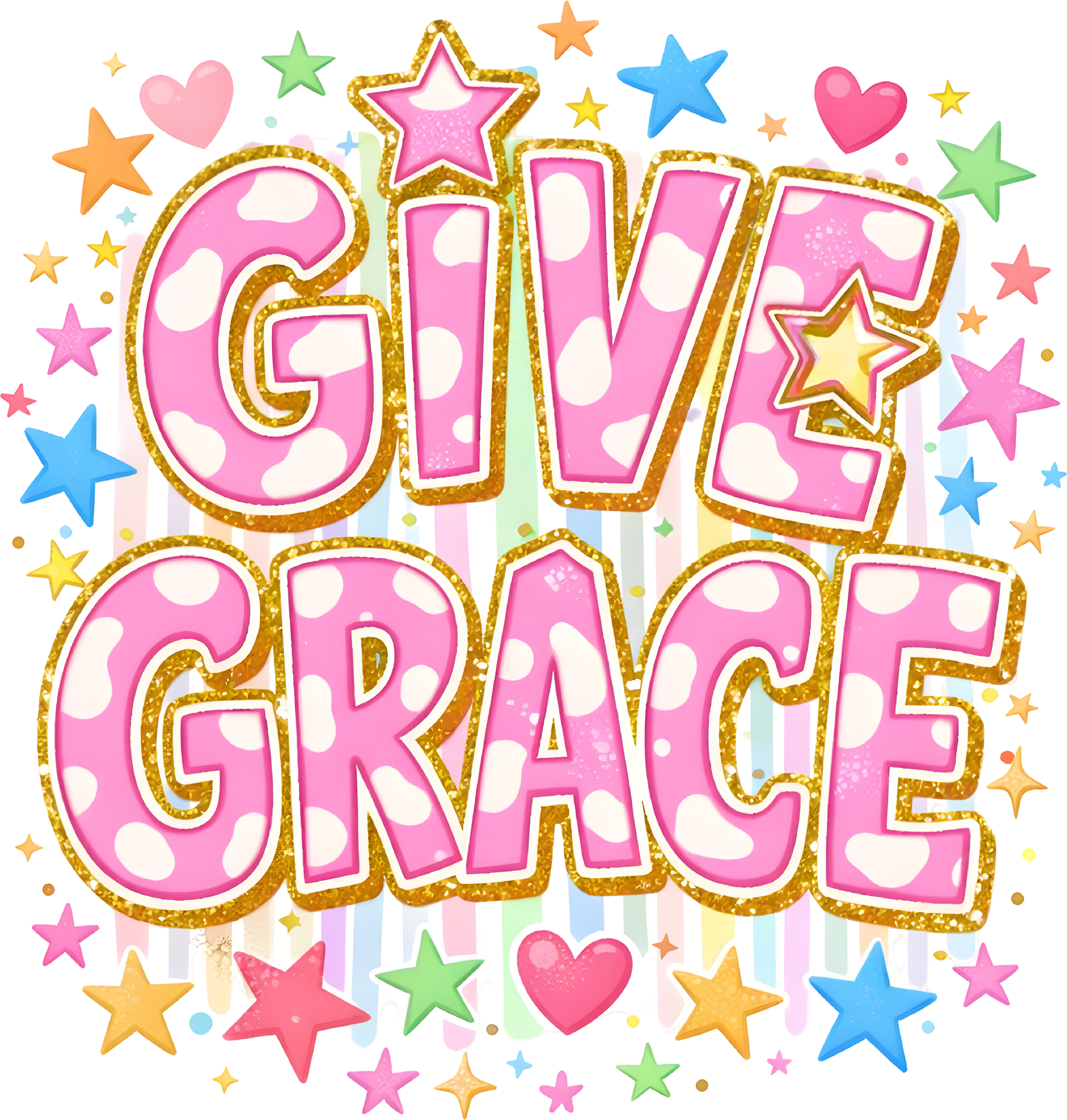 Give Grace Pink Polka Dot DTF Transfer