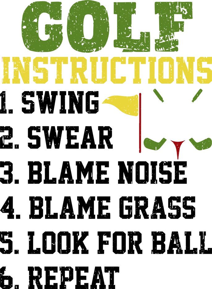golf instructions funny dtf transfer