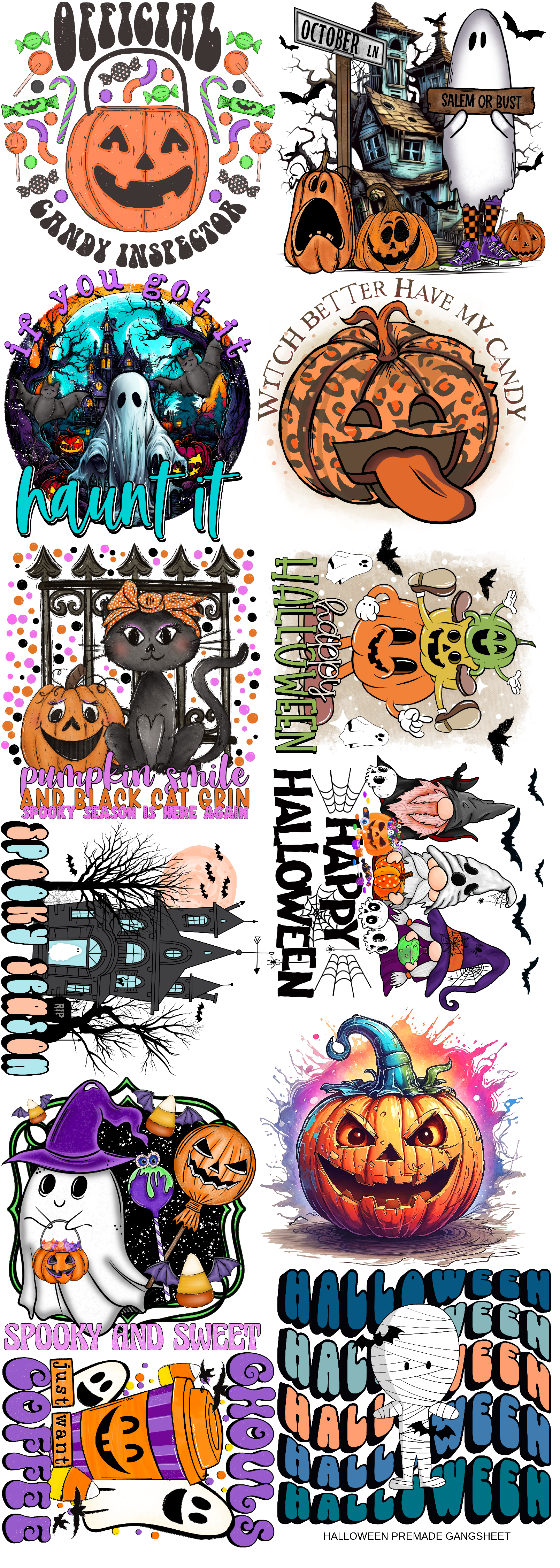 Halloween Premade Bundle 60’ Gang Sheet Dtf Transfers