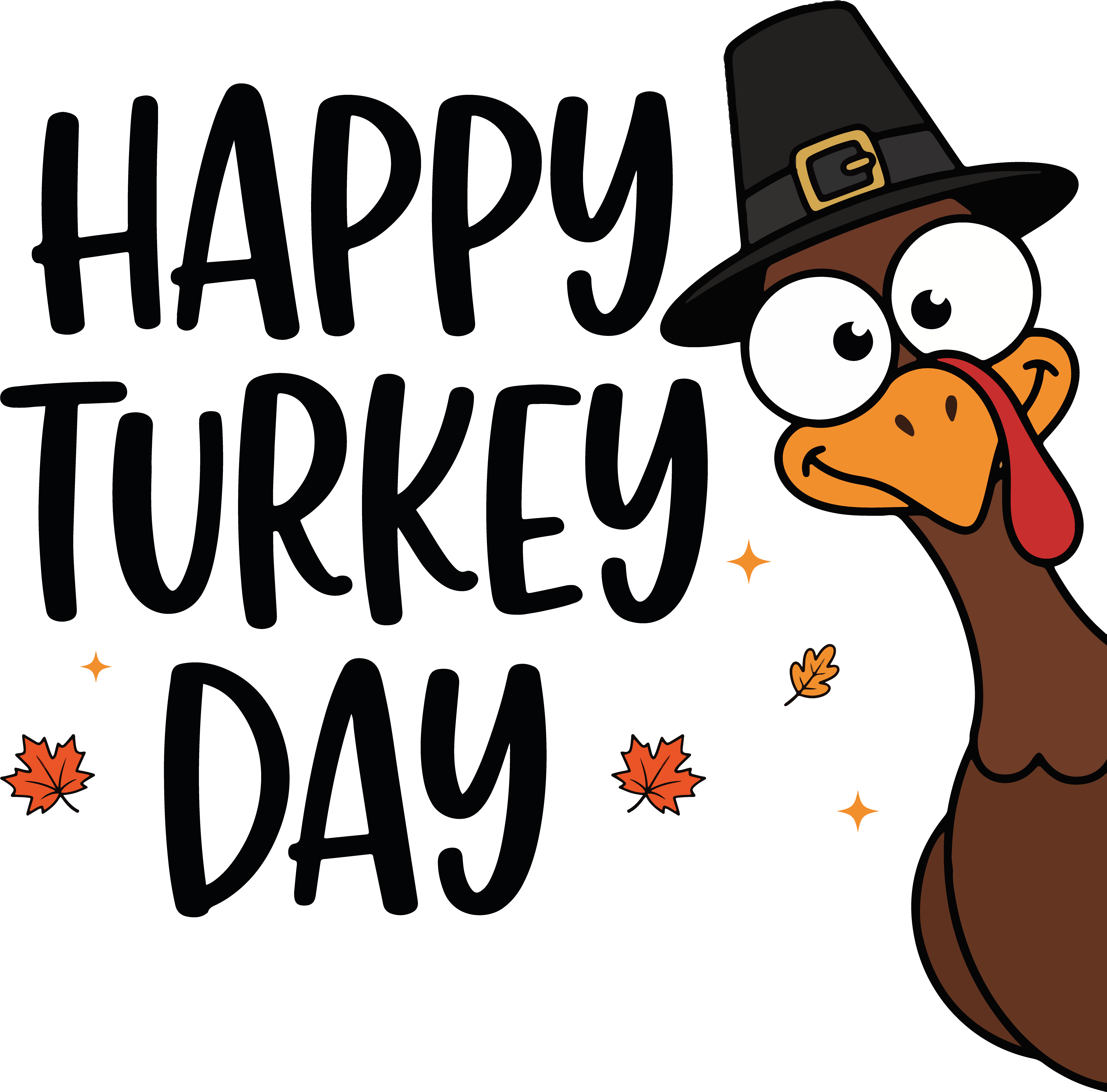 Happy Turkey Day Pilgrim Hat DTF Transfer