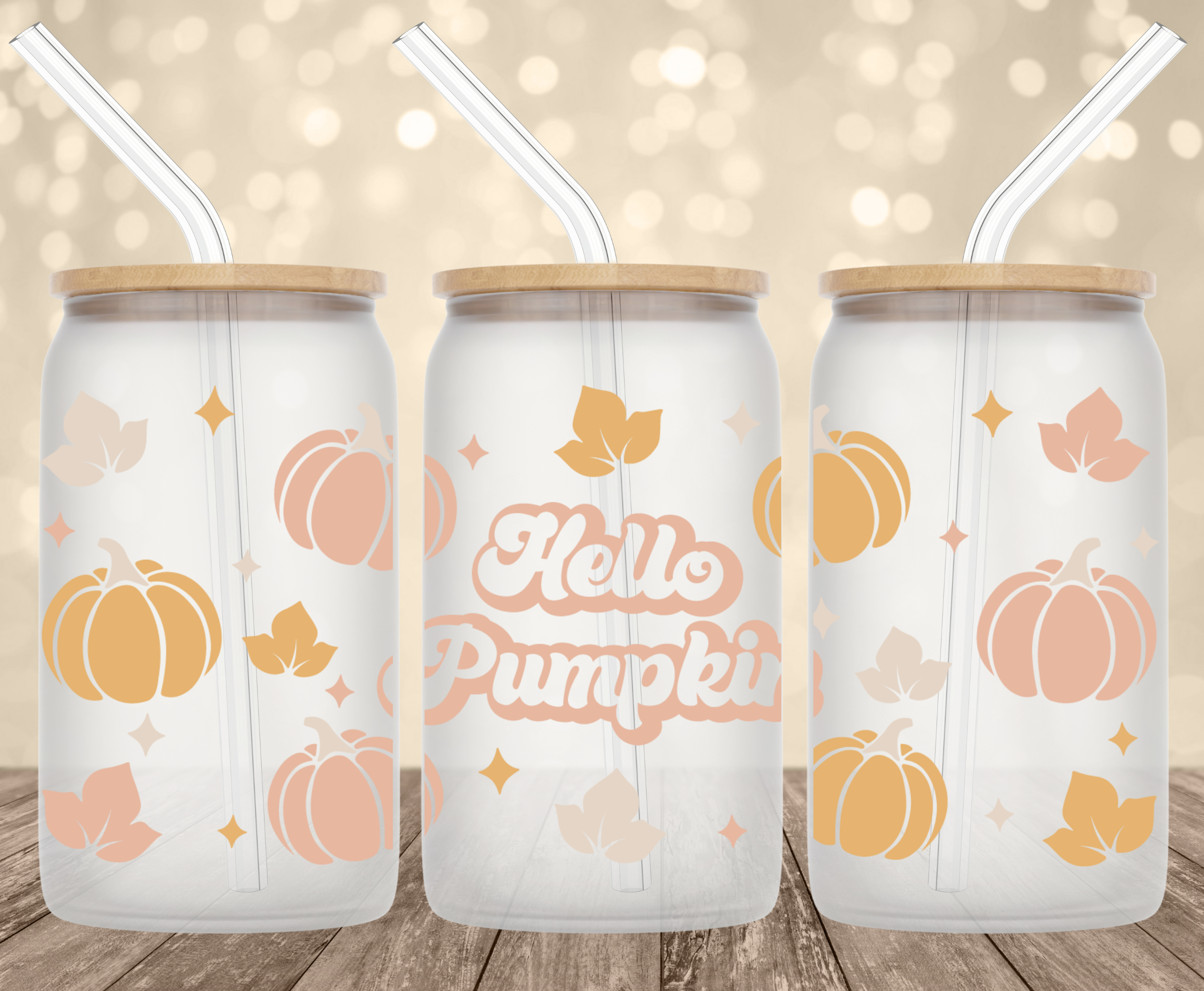 Hello Pumpkin 16 Oz Glass Can