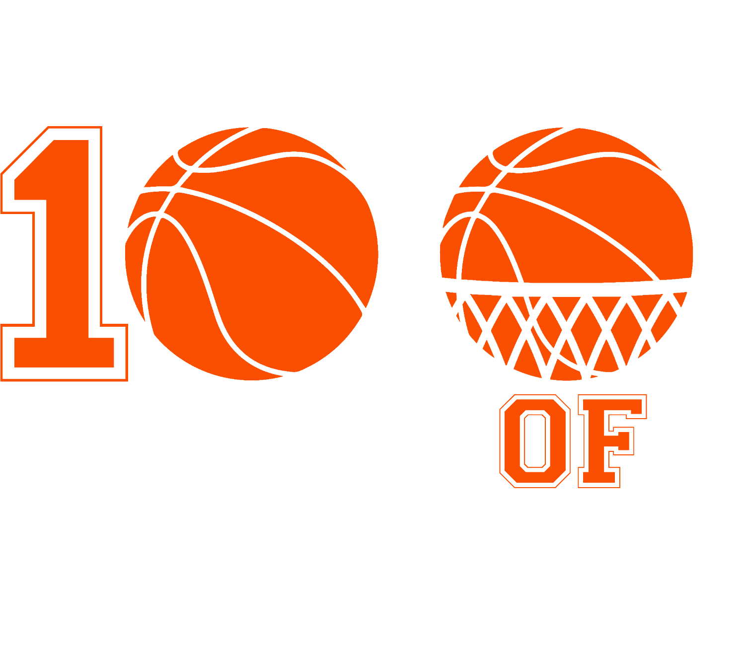 Orange basketball with "10 Of" text and basketball net graphic, ready to press dtf transfer