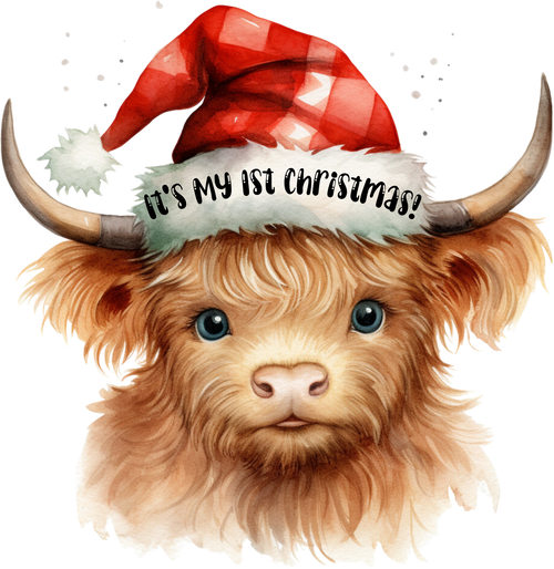 It's My 1st Christmas Highland Cow DTF Transfer RTP DTF Transfers